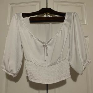 💎WHITE PUFFY SLEEVE COTTAGE CORE COTTON ON BLOUSE